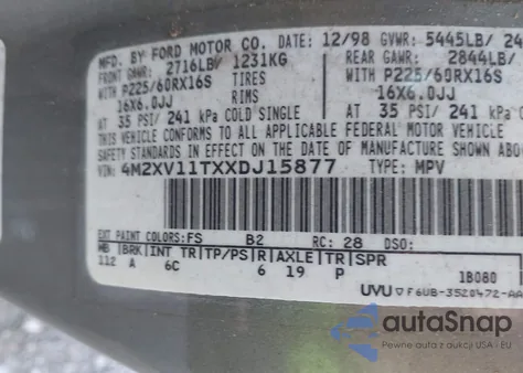 1999 Mercury Villager Estate/Sport from USA, damaged, VIN 4M2XV11TXXDJ15877